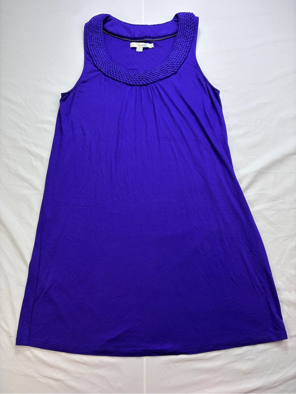 Boden Jersey Plait Mini Shift Dress Sz 8 Sleeveless Tunic Top Tshirt Dress Royal